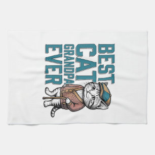 Best Cat Grandpa Ever Vintage Cat Grandpa Shirt De Tea Towel