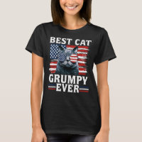 Best Cat Grumpy Ever American Flag Patriotic 4th O