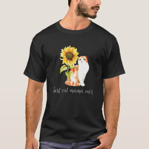 Best Cat Mama Ever Sunflower Cute Cat Women T-Shirt