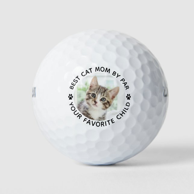 Best CAT MOM By Par Paw Print Custom Photo Golf Balls (Front)
