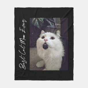 Best Cat Mom Custom Pet Photo Fleece Blanket