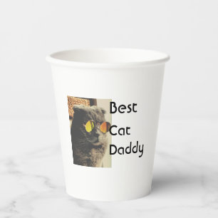 Best cat mom dad add cat photo name gift template paper cups