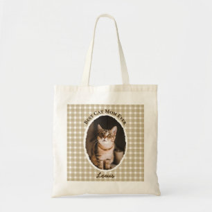 Best Cat Mom Ever Custom Funny Cute 2 Pet Photos  Tote Bag