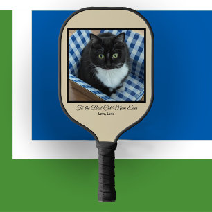Best Cat Mom Ever Custom Photo and Text Pickleball Paddle