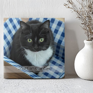 Best Cat Mom Ever Custom Photo and Text Tile