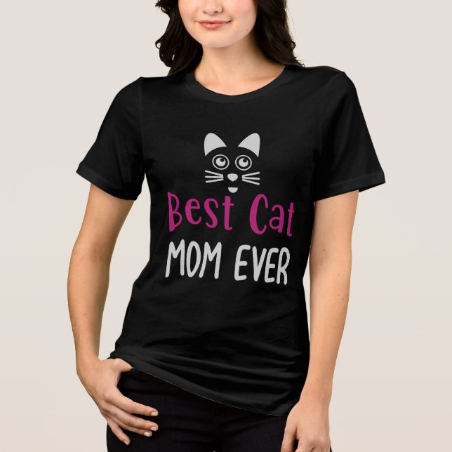 Best Cat Mom Ever - Cute Minimalist Cat Lover Gift Tri-Blend Shirt (Front)