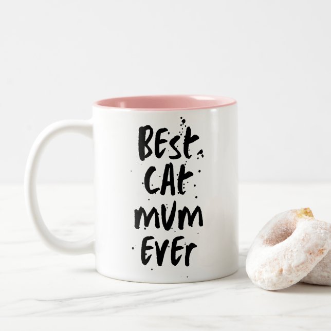 Best cat Mom Ever Modern Simple Cute Mug  (With Donut)