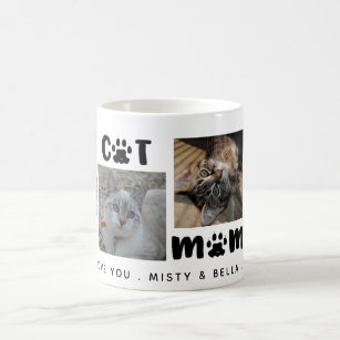 BEST CAT MOM EVER Photo Collage Personalised Coffee Mug