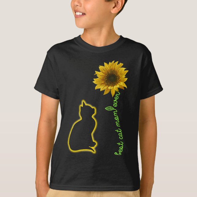 Best Cat Mom Ever Sunflower Feline Mother T-Shirt (Front)