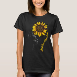 Best Cat Mom Ever Sunflower Leopard  Black Cat Mot T-Shirt