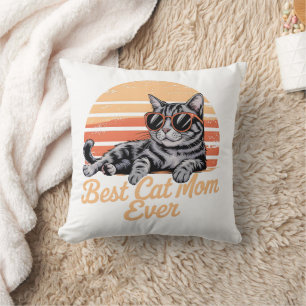 Best Cat Mom Ever Sweatshirt – Cool Cat with Sungl Cushion