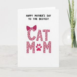 Best Cat Mom Illustration Card