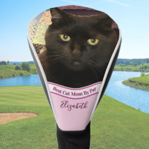 Best cat mom photo template golfer gift custom  golf head cover