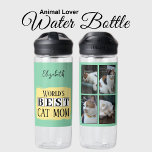 Best cat mum 4 photo name green yellow water bottle<br><div class="desc">Looking for the perfect gift for the world’s best cat mum? This customisable water bottle is a pawsome choice! Featuring playful feline designs, it’s the ideal way for any animal lover to stay hydrated while showing off their kitty pride. Swap out the four photos with your favourite snapshots of her...</div>