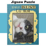 Best cat mum add photo blue yellow jigsaw puzzle<br><div class="desc">Celebrate the purr-fect cat mum in your life with this charming jigsaw puzzle! This thoughtful gift is ideal for any animal lover, featuring an adorable custom design that showcases her love for her feline friend. Whether she's piecing together a memory of her favourite kitty moment or simply enjoying some relaxing...</div>