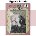 Best cat mum add photo pink green jigsaw puzzle<br><div class="desc">Celebrate the purr-fect cat mum in your life with this charming jigsaw puzzle! This thoughtful gift is ideal for any animal lover, featuring an adorable custom design that showcases her love for her feline friend. Whether she's piecing together a memory of her favourite kitty moment or simply enjoying some relaxing...</div>