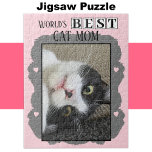 Best cat mum add photo pink grey jigsaw puzzle<br><div class="desc">Celebrate the purr-fect cat mum in your life with this charming jigsaw puzzle! This thoughtful gift is ideal for any animal lover, featuring an adorable custom design that showcases her love for her feline friend. Whether she's piecing together a memory of her favourite kitty moment or simply enjoying some relaxing...</div>