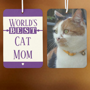 Best cat mum add photo purple car air freshener