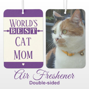 Best cat mum add photo purple car air freshener