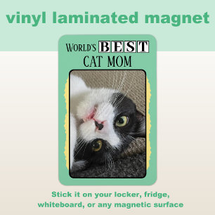 Best cat mum add photo yellow green magnet