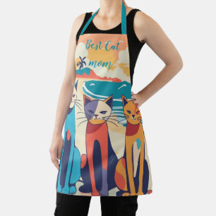 Best Cat Mum Apron - Tropical Beach Vacation Vibes