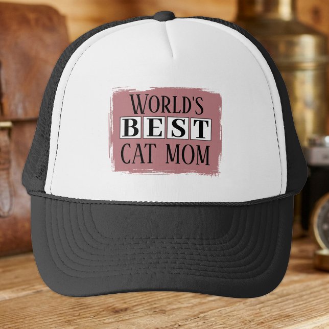 Best cat mum black dusty rose trucker hat (Creator Uploaded)