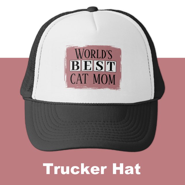Best cat mum black dusty rose trucker hat (Creator Uploaded)