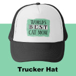 Best cat mum black green trucker hat<br><div class="desc">Celebrate the world's best cat mum with this stylish trucker hat! Perfect for animal lovers who proudly wear their feline-loving hearts on their sleeves (or heads!). Whether you're out running errands, hitting the park, or just hanging out with your fur babies, this hat keeps you cool and shows off your...</div>