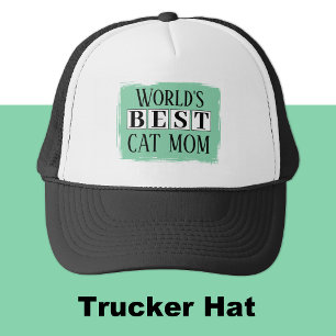 Best cat mum black green trucker hat