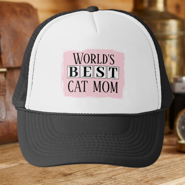 Best cat mum black pink trucker hat (Creator Uploaded)