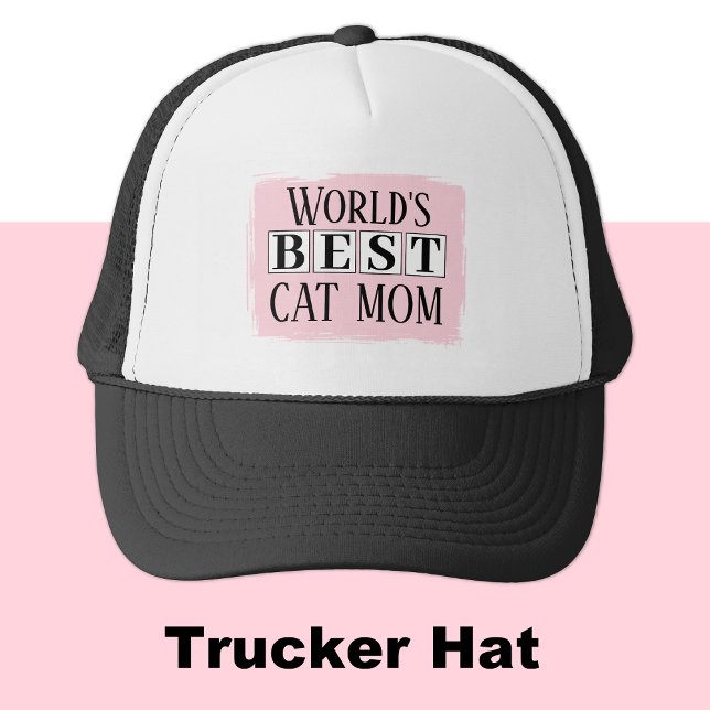 Best cat mum black pink trucker hat (Creator Uploaded)