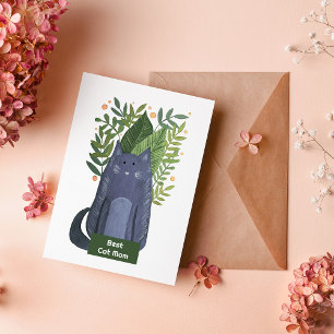 Best Cat Mum Cat and branches illustration Holiday