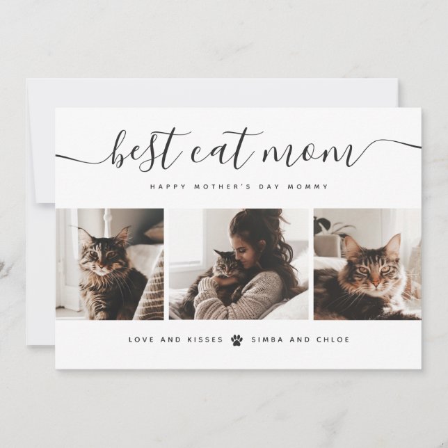 Best Cat Mum: Custom Mother's Day Cat Photo Card (Front)