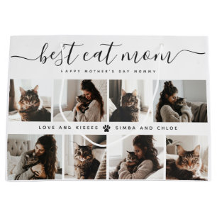 Best Cat Mum: Custom Mother's Day Cat Photo Large Gift Bag