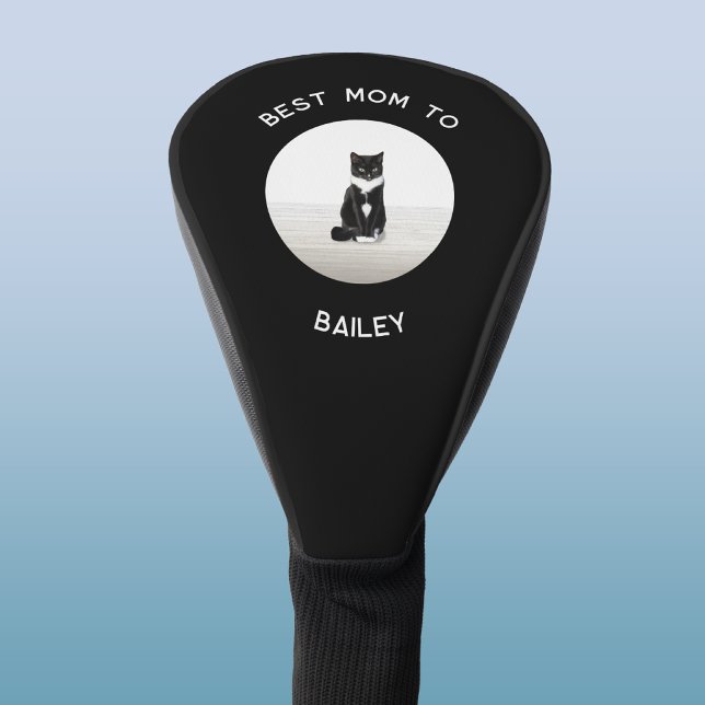 Best Cat Mum Custom Text Photo Keepsake Golf Head Cover (Cat Parent Mom custom name text cat photo keepsake golf head cover)