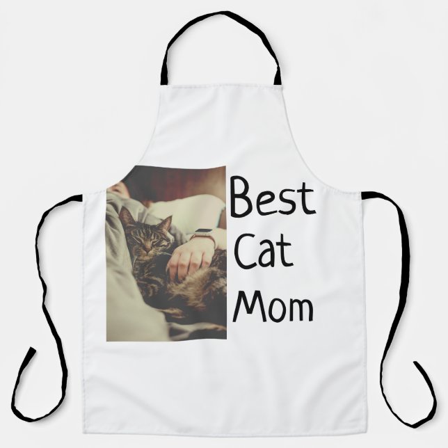 Best cat mum dad add cat photo name gift template  apron (Front)