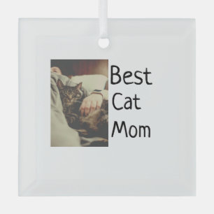 Best cat mum dad add cat photo name gift template glass tree decoration