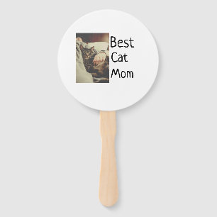 Best cat mum dad add cat photo name gift template hand fan