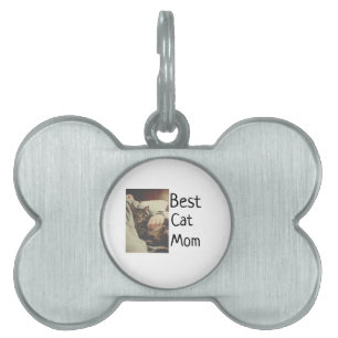 Best cat mum dad add cat photo name gift template  pet ID tag