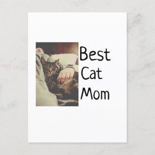 Best cat mum dad add cat photo name gift template postcard