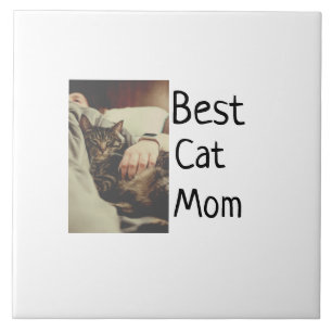 Best cat mum dad add cat photo name gift template  tile