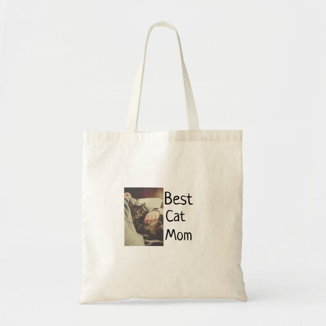 Best cat mum dad add cat photo name gift template  tote bag (Front)