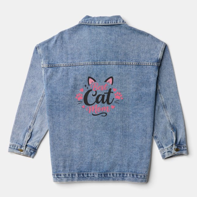 Best Cat Mum Denim Jacket (Back)