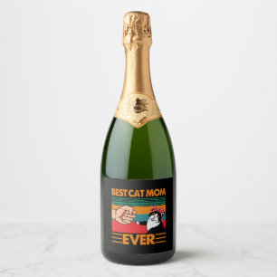 Best Cat Mum Ever Bandanna Sparkling Wine Label