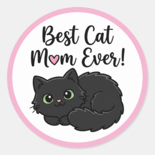 Best Cat Mum Ever Black Cat Classic Round Sticker