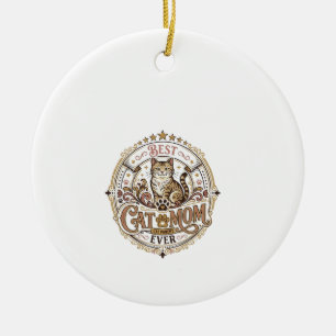 Best Cat Mum Ever Cat Mum Dad Parent Vintage Vecto Ceramic Tree Decoration