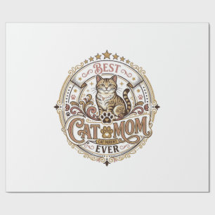 Best Cat Mum Ever Cat Mum Dad Parent Vintage Vecto Wrapping Paper