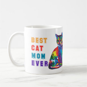 Best cat mum ever colourful coffee mug