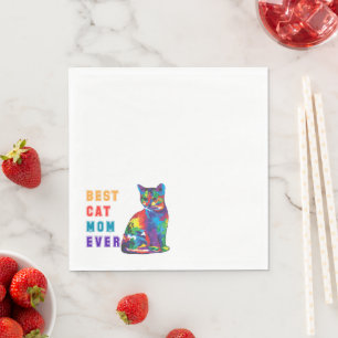 Best cat mum ever colourful cute cat kitten napkin