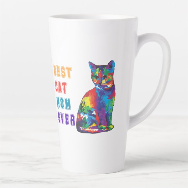 Best cat mum ever colourful   latte mug (Right)